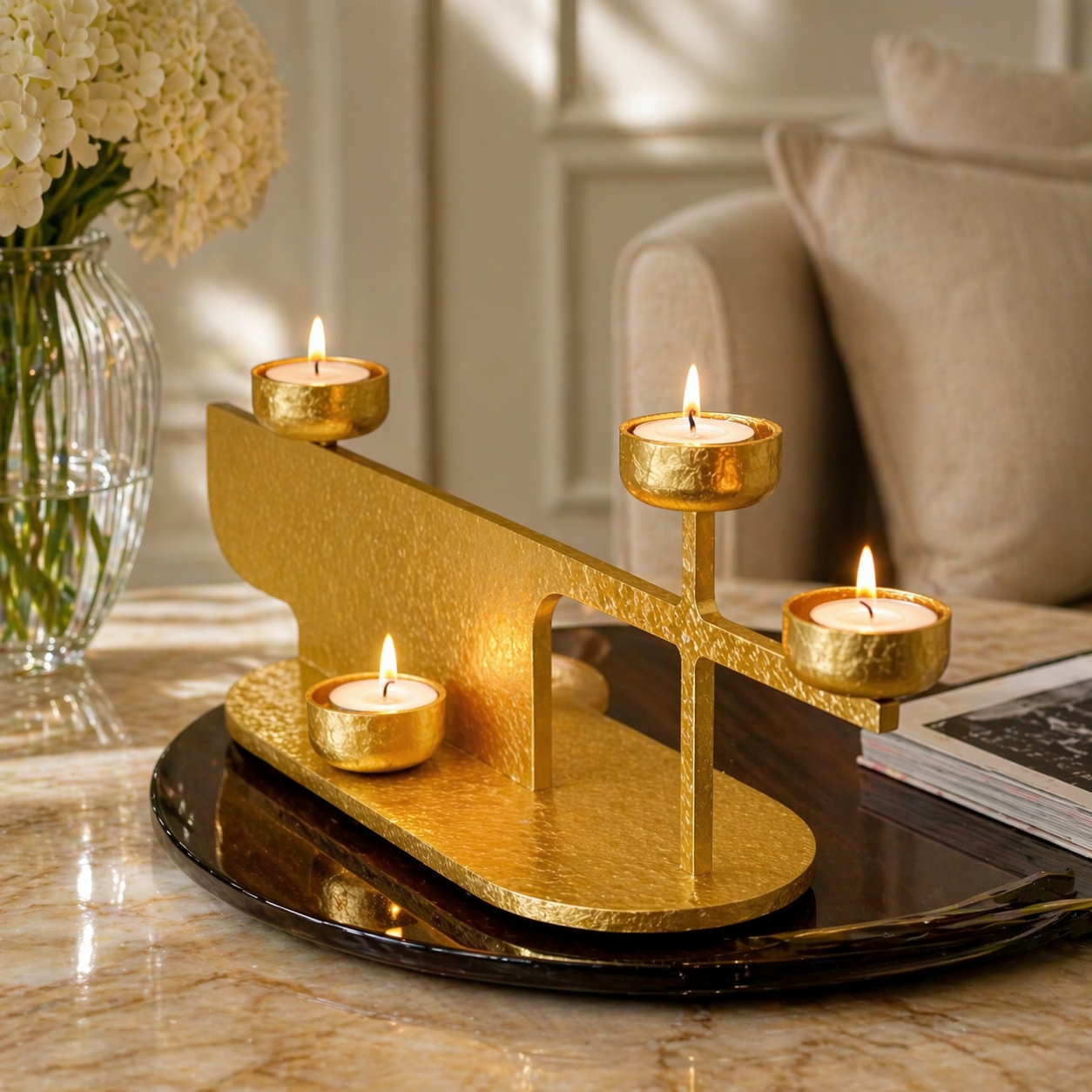 Moonlit Gold Candle Stand