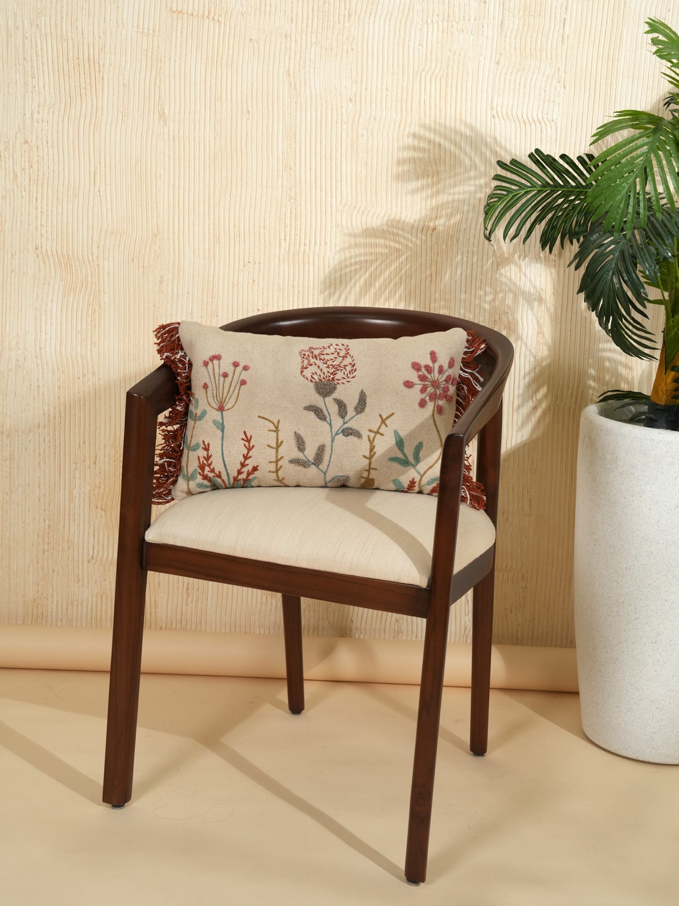 Floral Play Embroidered Pillow Cover