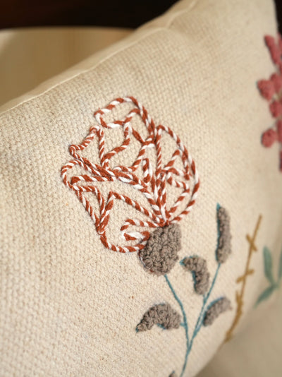 Floral Play Embroidered Pillow Cover
