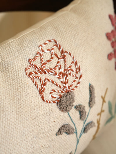 Floral Play Embroidered Pillow Cover