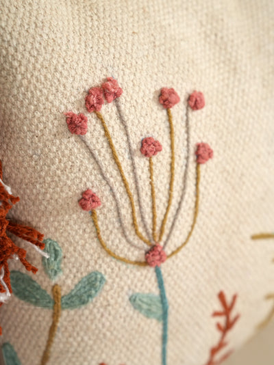 Floral Play Embroidered Pillow Cover