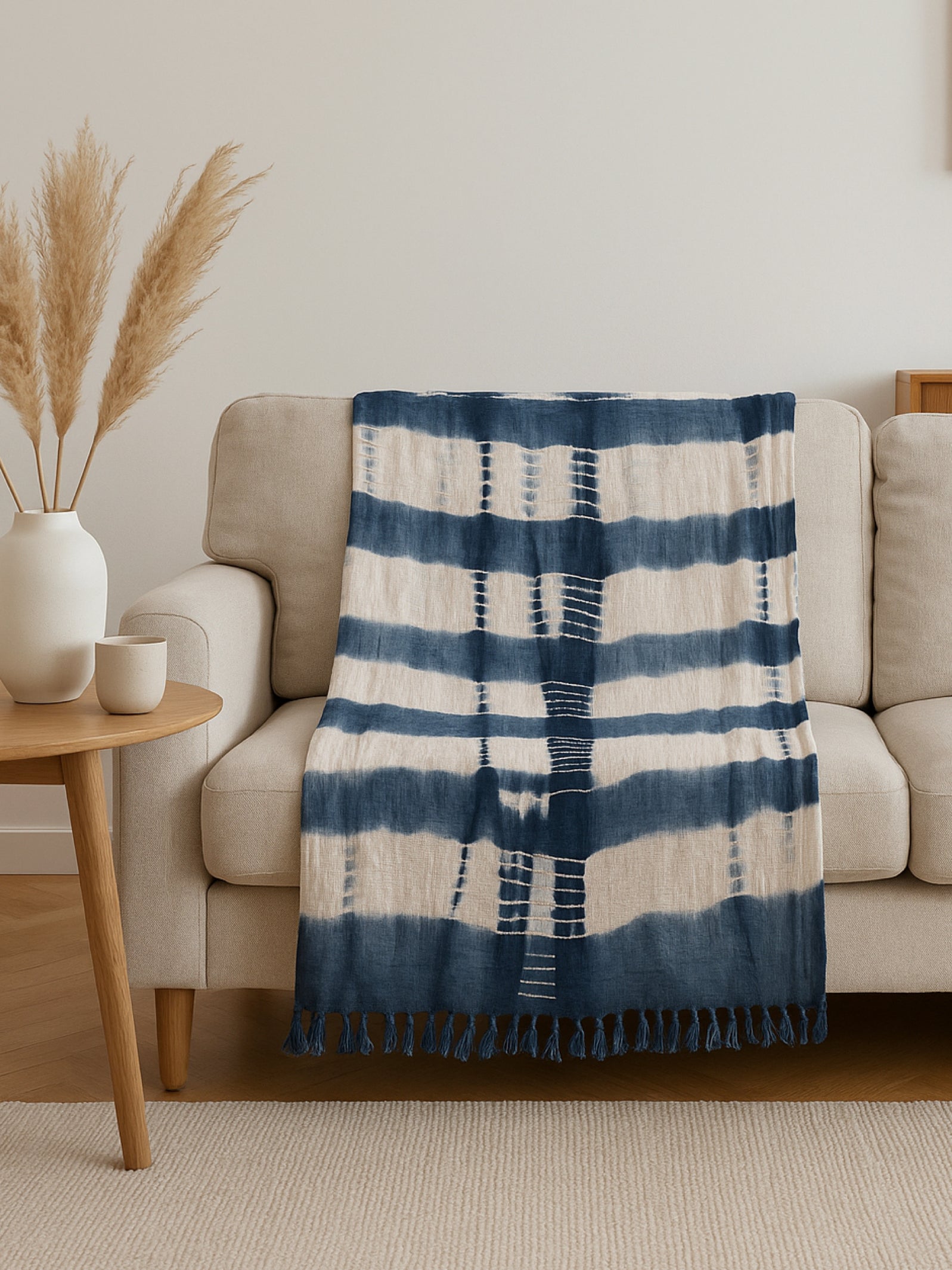 Indigo Wave Tie Dye Throw