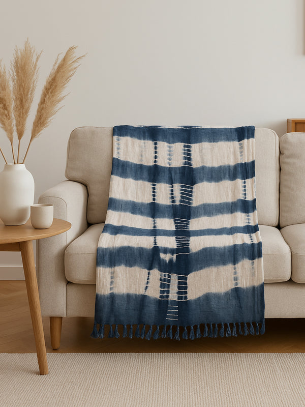 Indigo Wave Tie Dye Throw
