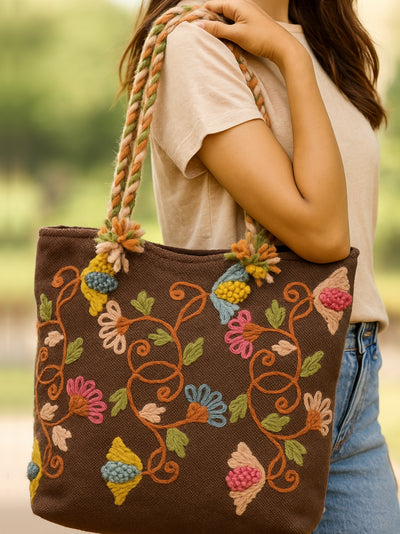 Handcrafted Wool Embroidered Tote Bag