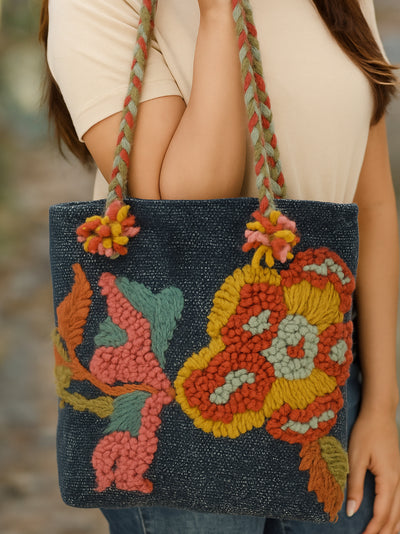 Blue Cotton Tote Bag
