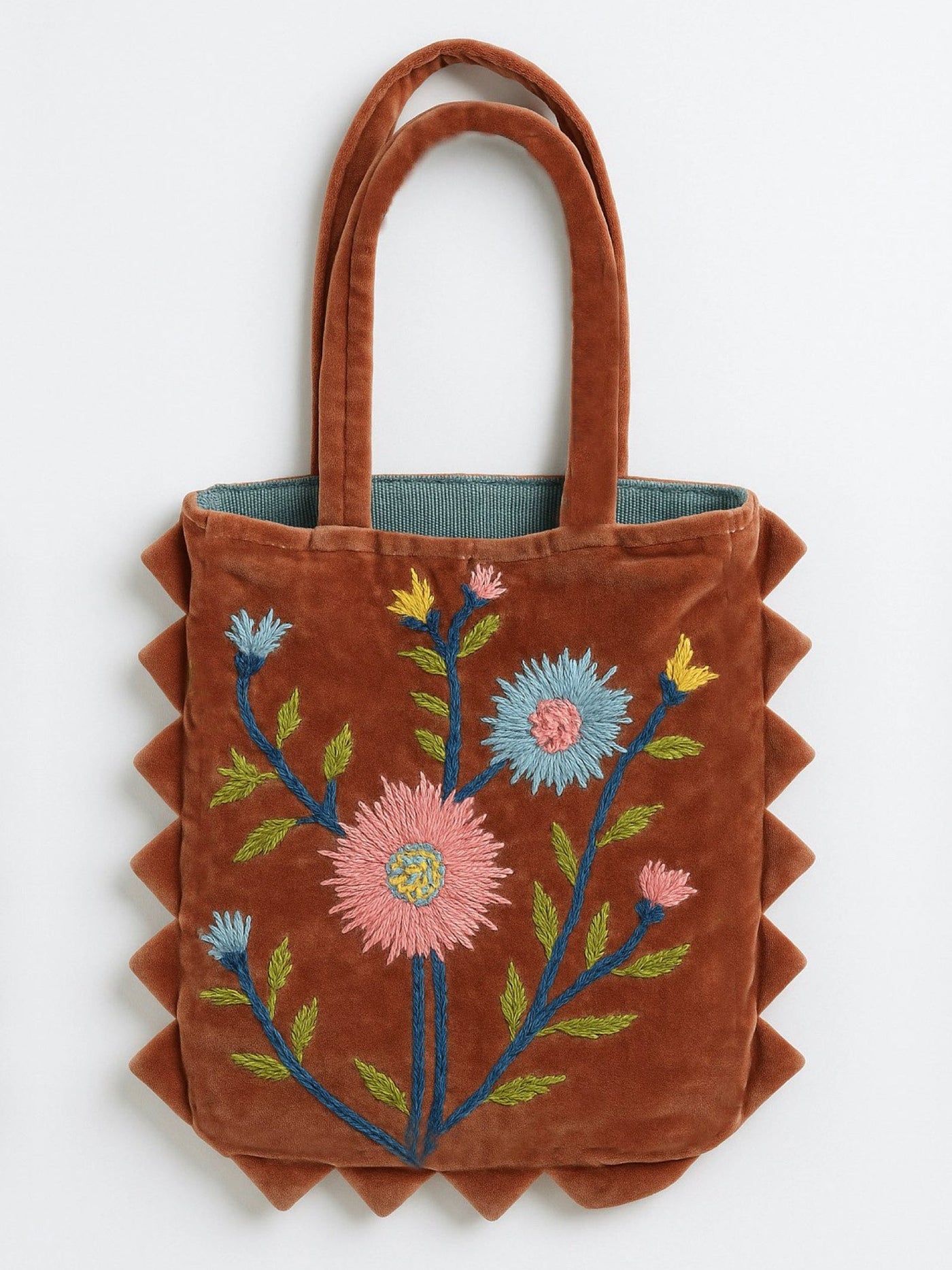 Brown Bloom Velvet Mini Tote