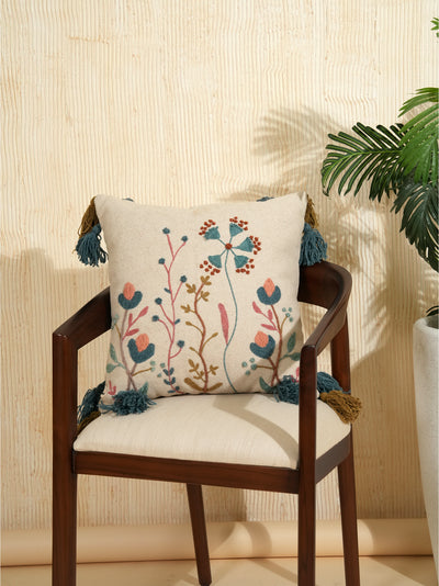 Floral Fields Embroidered Cushion Cover