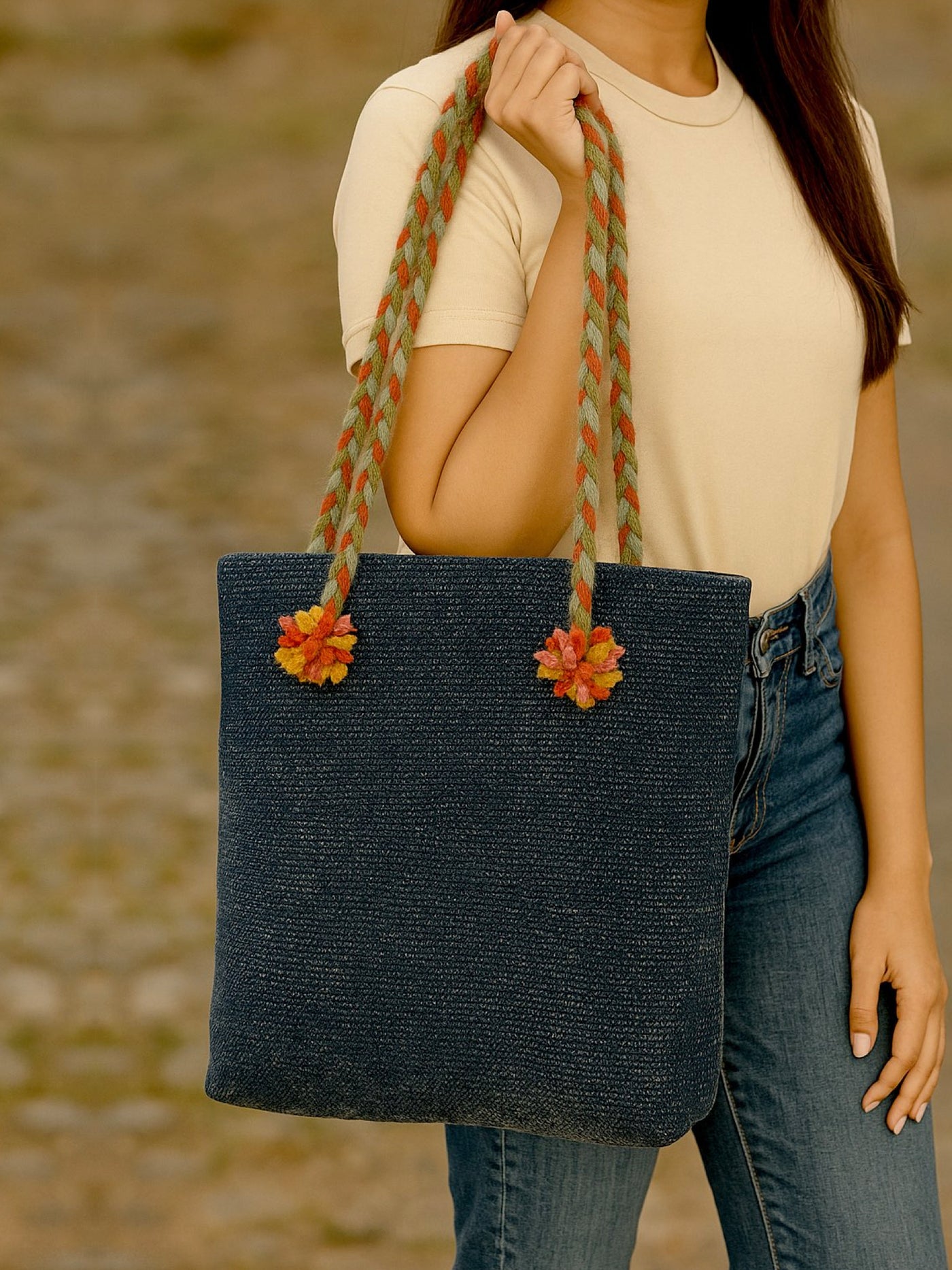 Blue Cotton Tote Bag