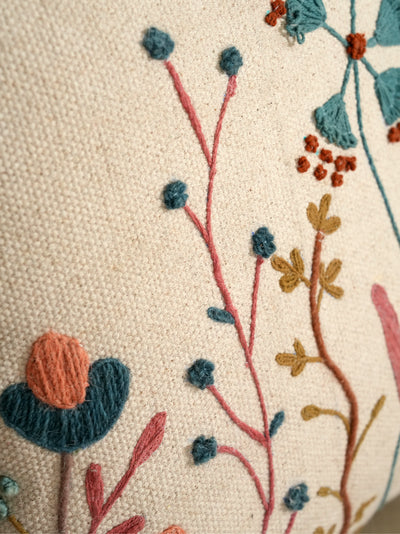 Floral Fields Embroidered Cushion Cover
