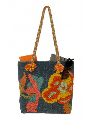 Blue Cotton Tote Bag