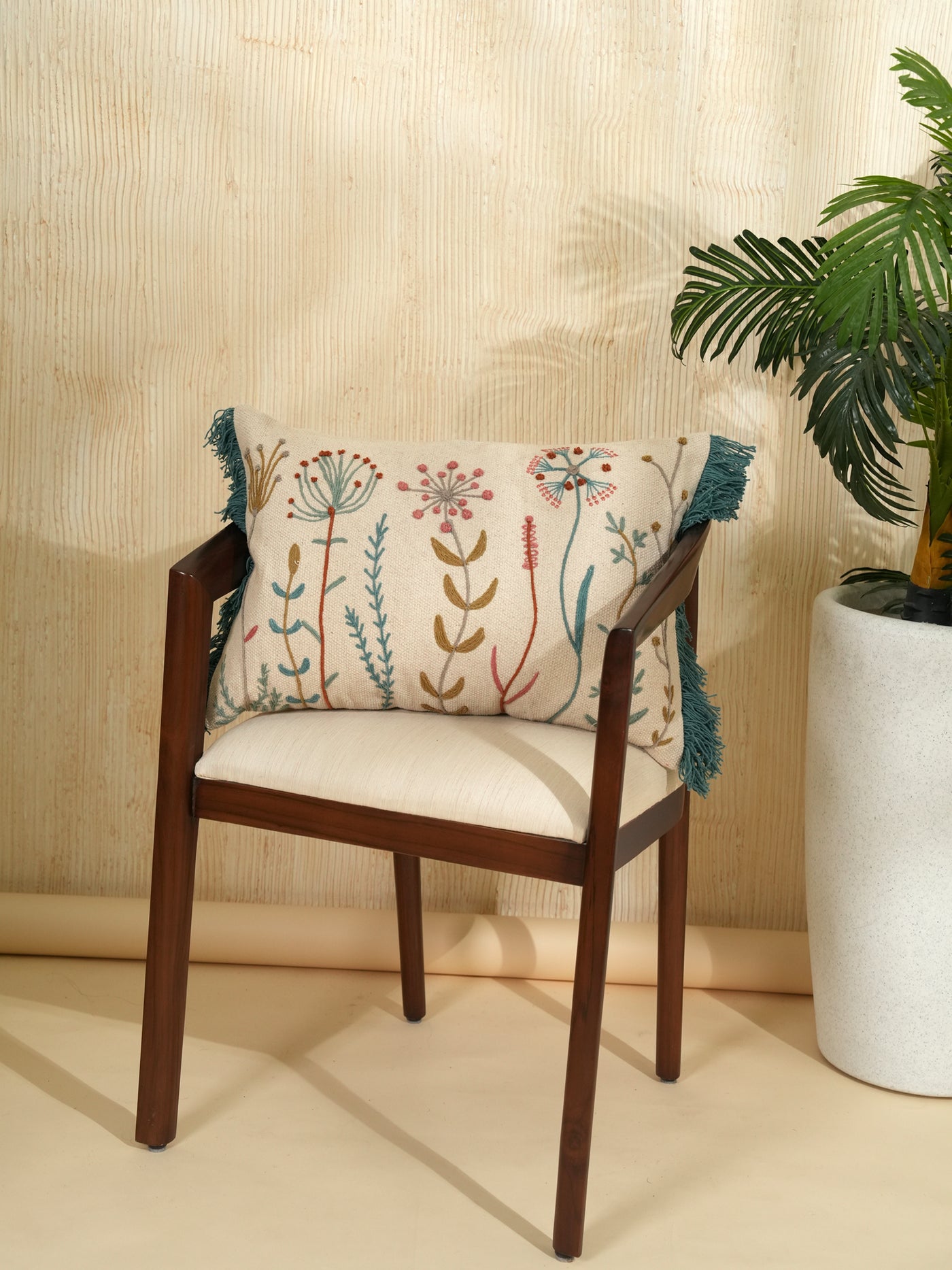 Colourful Floral Embroidered Pillow Cover