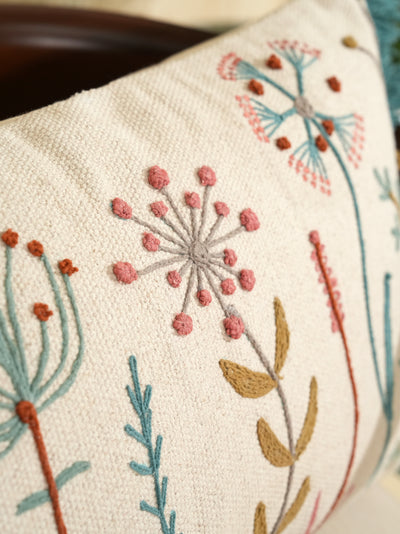 Colourful Floral Embroidered Pillow Cover