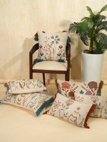 Floral Serenity Embroidered Pillow Cover