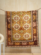 Antique Vintage Medallion Embroidered Rug