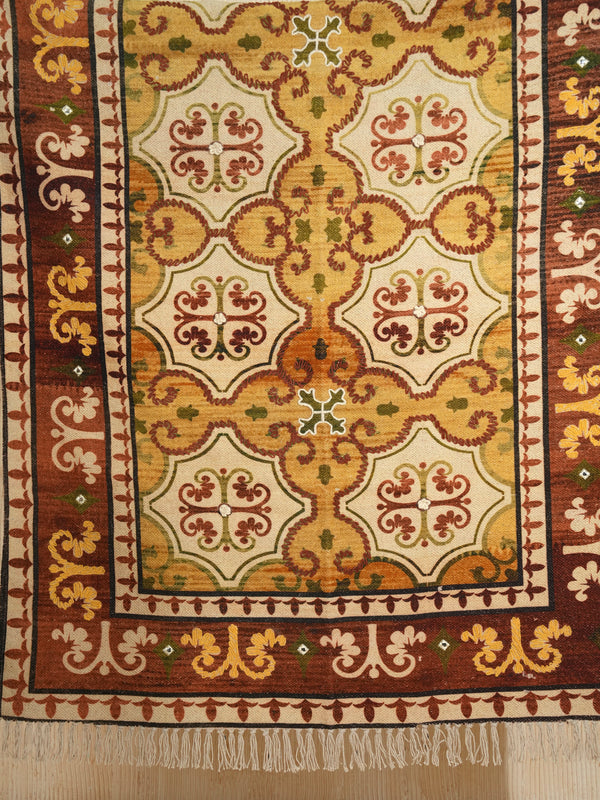 Antique Vintage Medallion Embroidered Rug