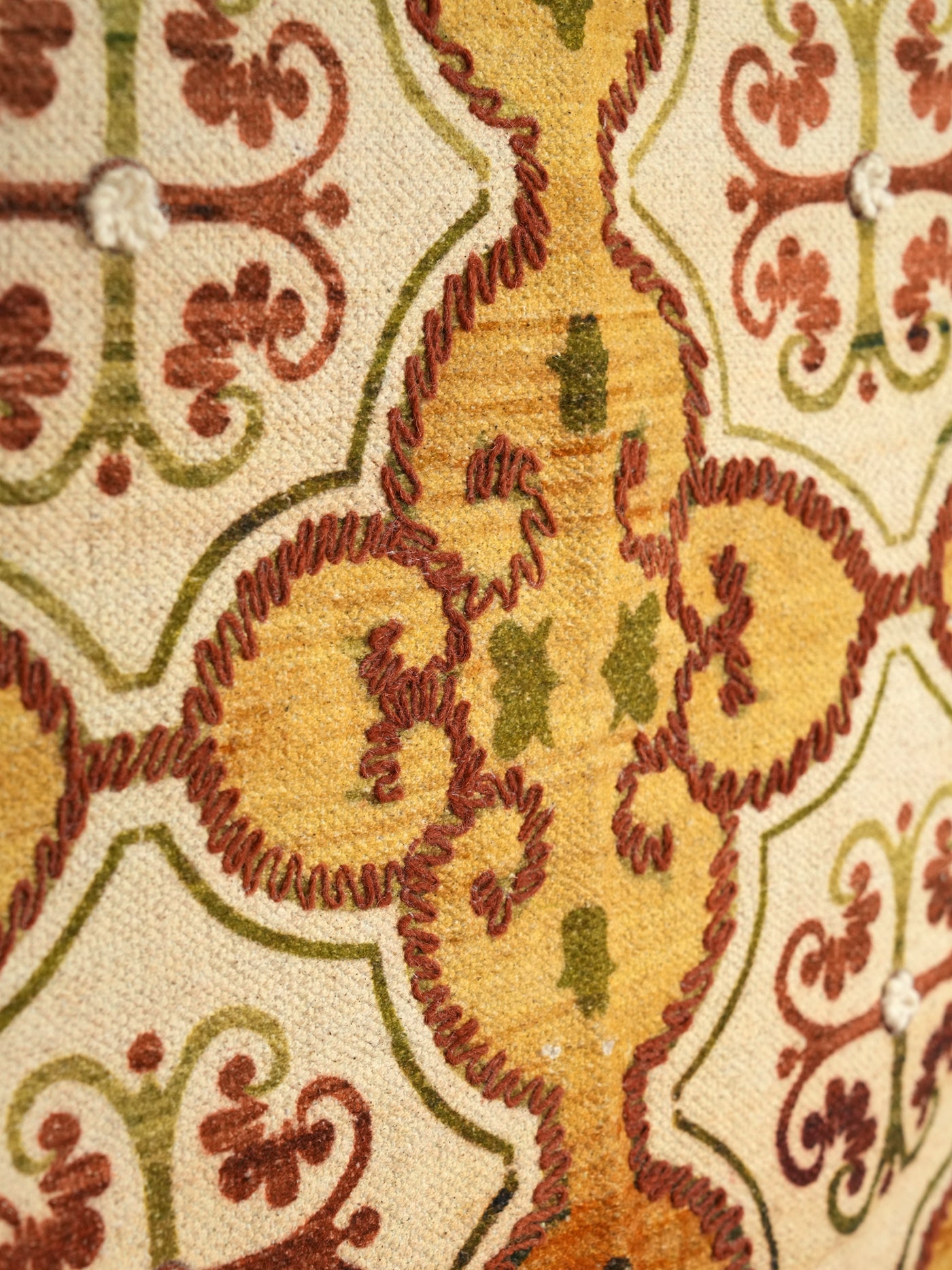 Antique Vintage Medallion Embroidered Rug