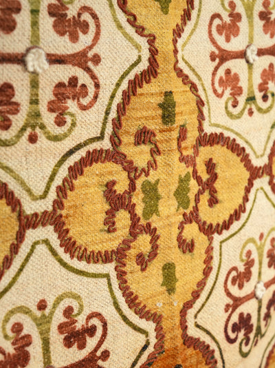 Antique Vintage Medallion Embroidered Rug