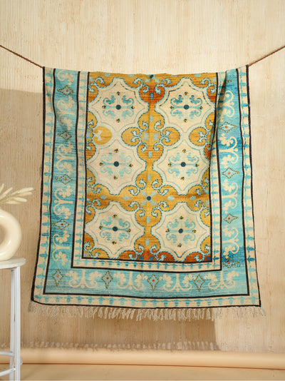 Antique Vintage Medallion Embroidered Rug