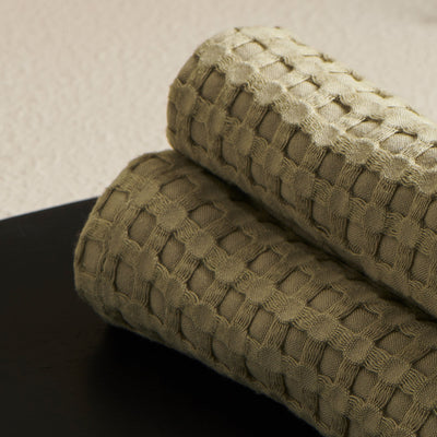 Moss | Cotton Bamboo | Waffle | Face Towels - Set of 2