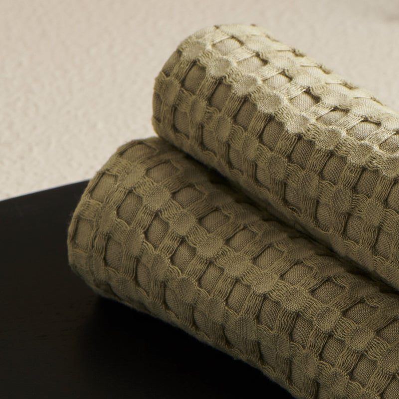 Moss | Cotton Bamboo | Waffle | Face Towels - Set of 2