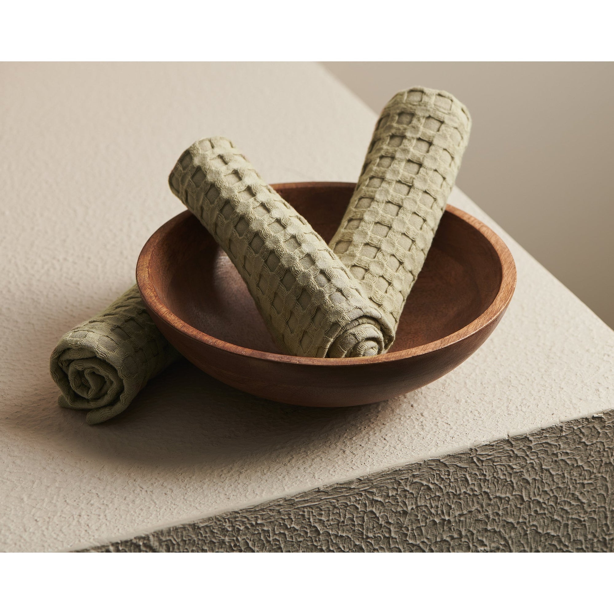 Moss | Cotton Bamboo | Waffle | Face Towels - Set of 2