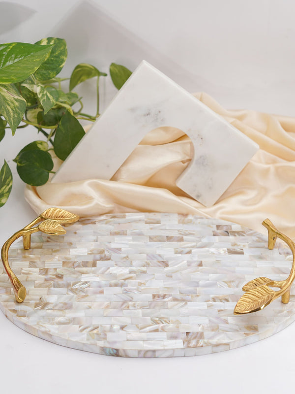 Serving Tray with Handle - Mother of Pearl