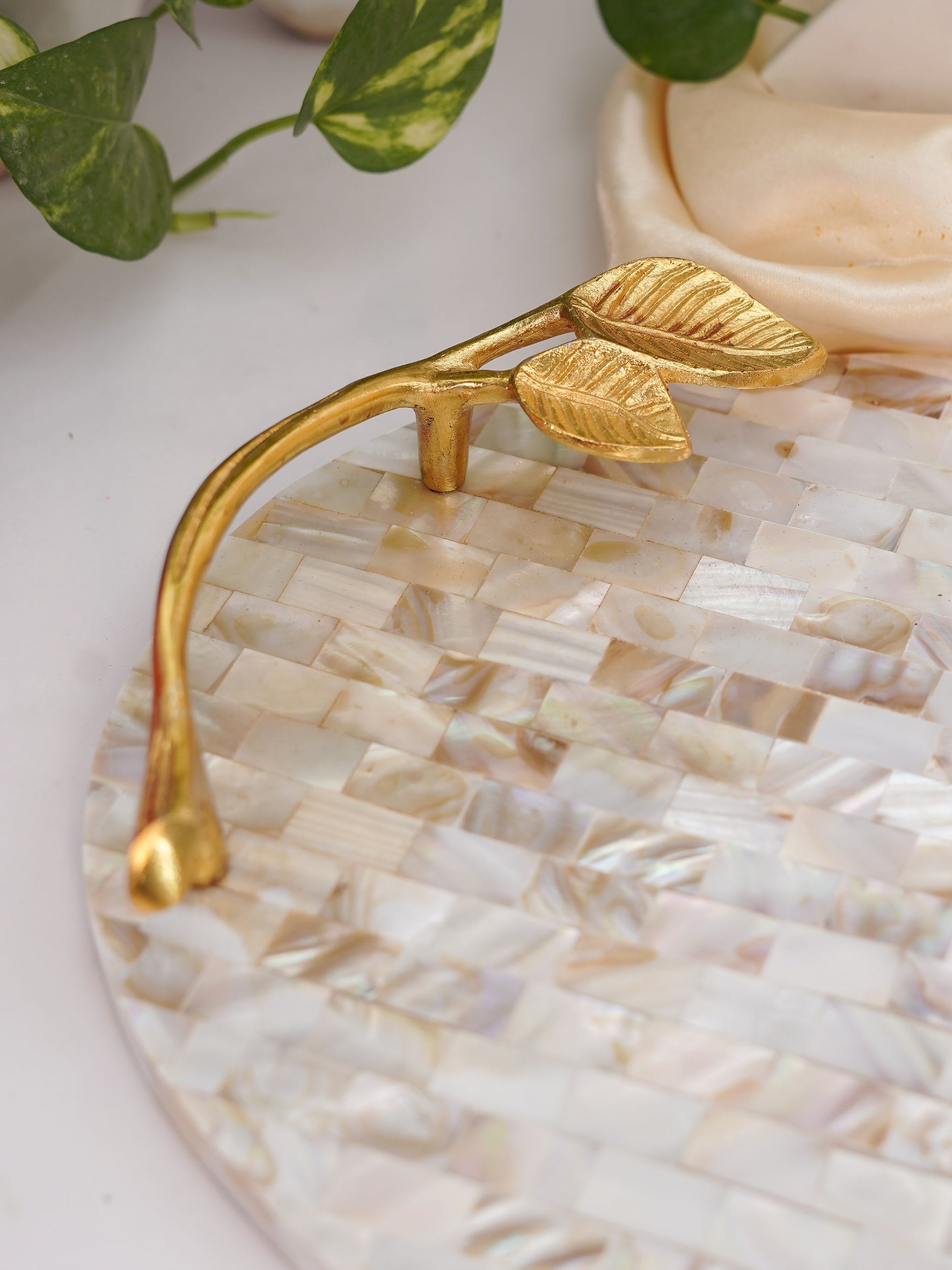 Serving Tray with Handle - Mother of Pearl