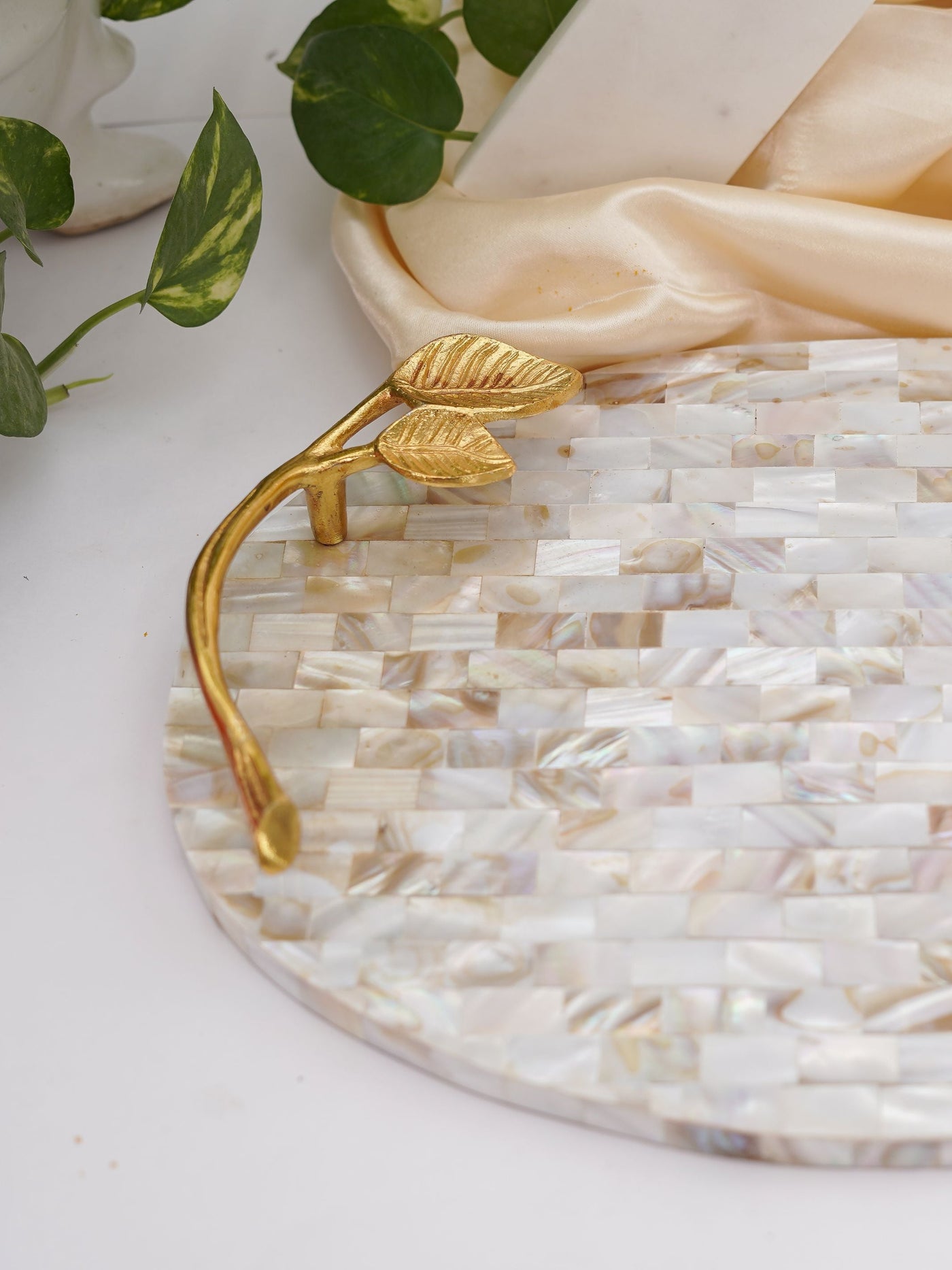 Serving Tray with Handle - Mother of Pearl