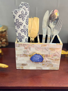 Cutlery Stand - Mother of Pearl with Agate