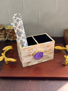 Cutlery Stand - Mother of Pearl with Agate