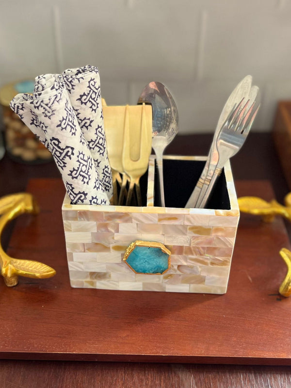 Cutlery Stand - Mother of Pearl with Agate