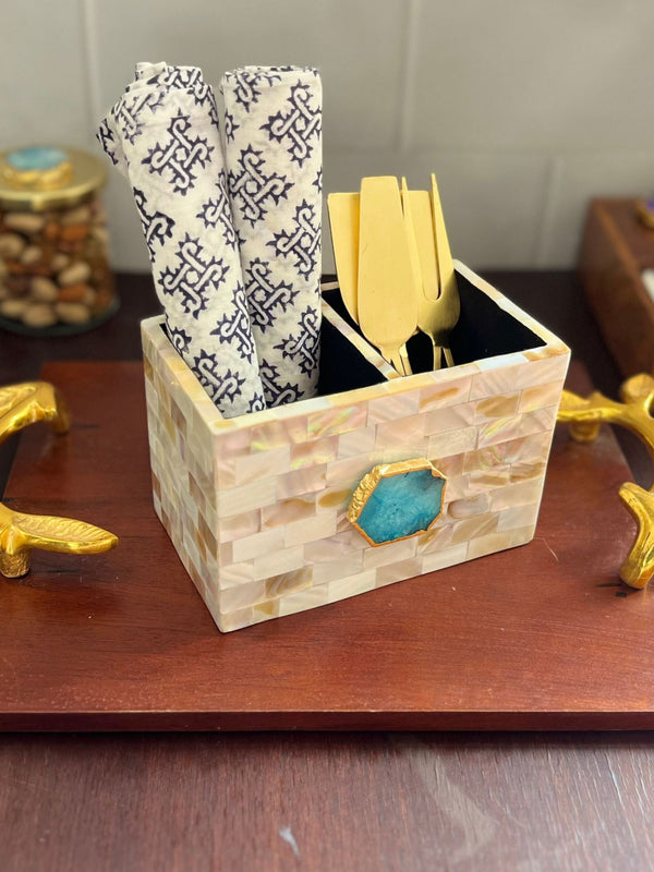 Cutlery Stand - Mother of Pearl with Agate