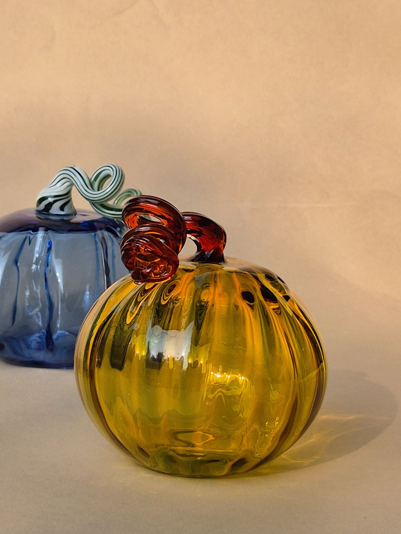 Murano-Style Glass Beige Pumpkin Collectible