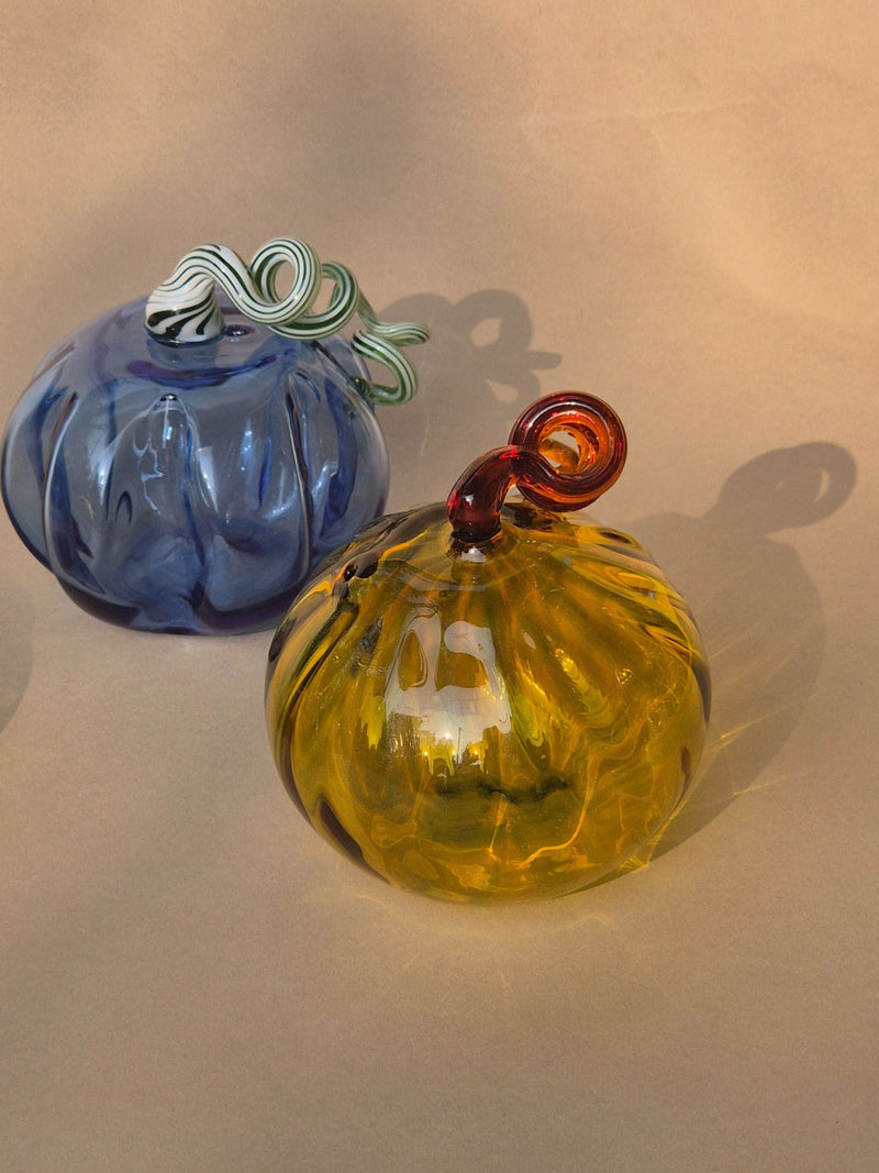Murano Style Glass Pumpkin Collectible - Amber