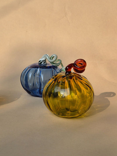 Murano-Style Glass Beige Pumpkin Collectible