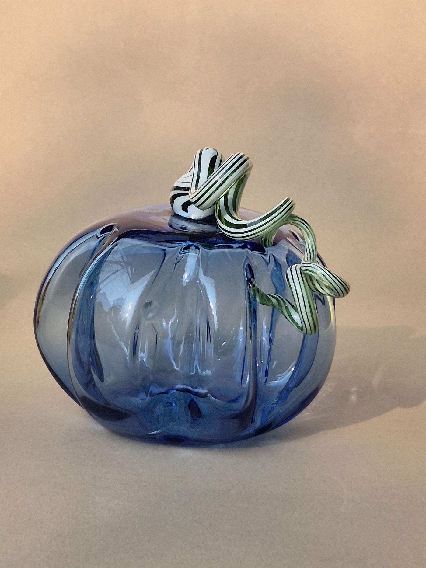 Murano-Style Glass Blue Pumpkin Collectible