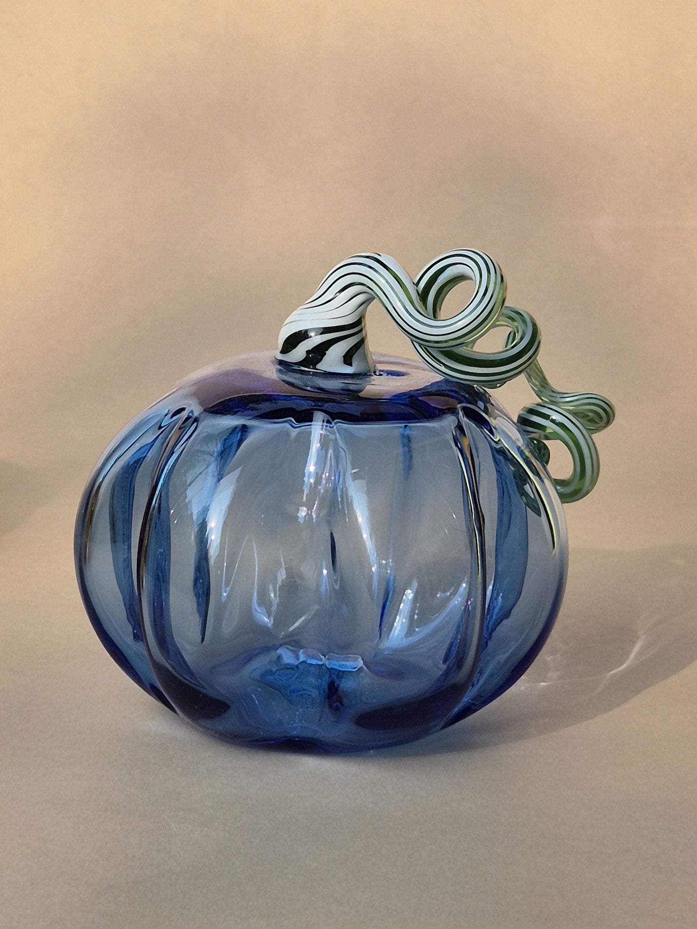 Murano-Style Glass Blue Pumpkin Collectible