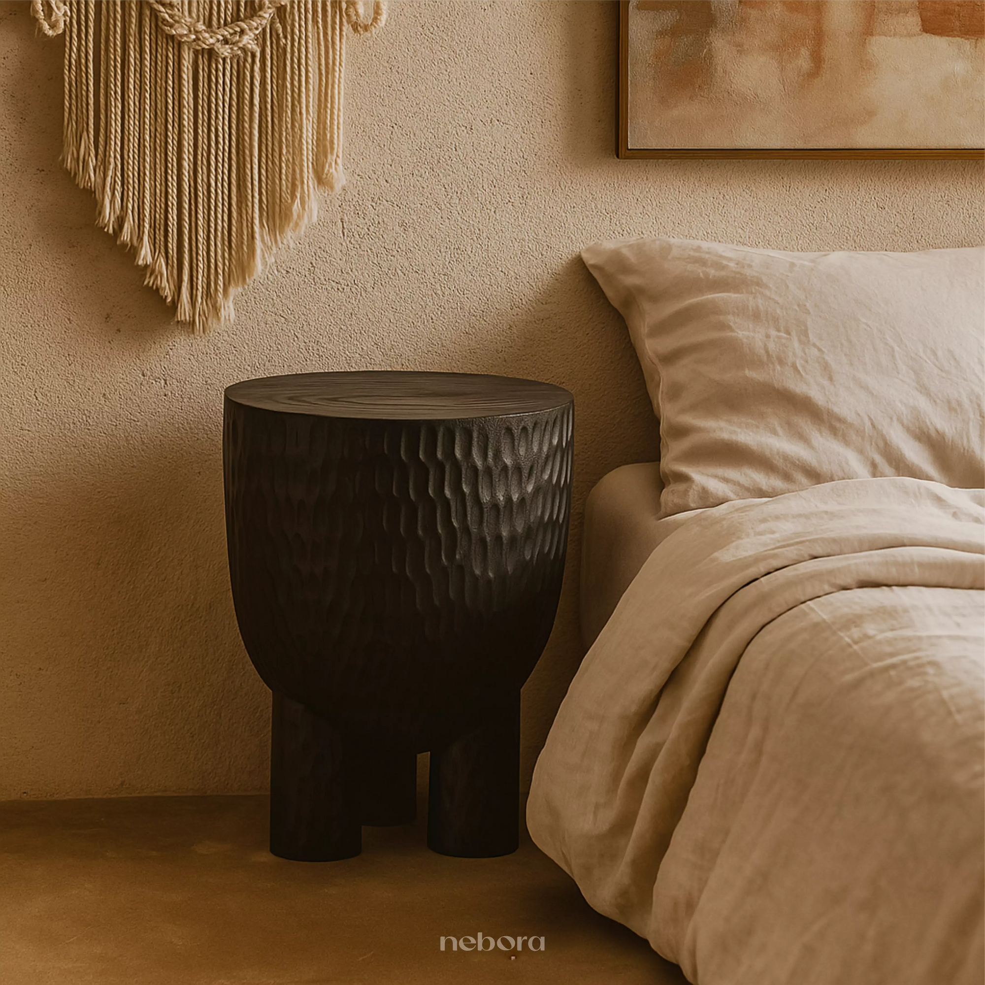 Zulu Hand Chiseled Stool Table
