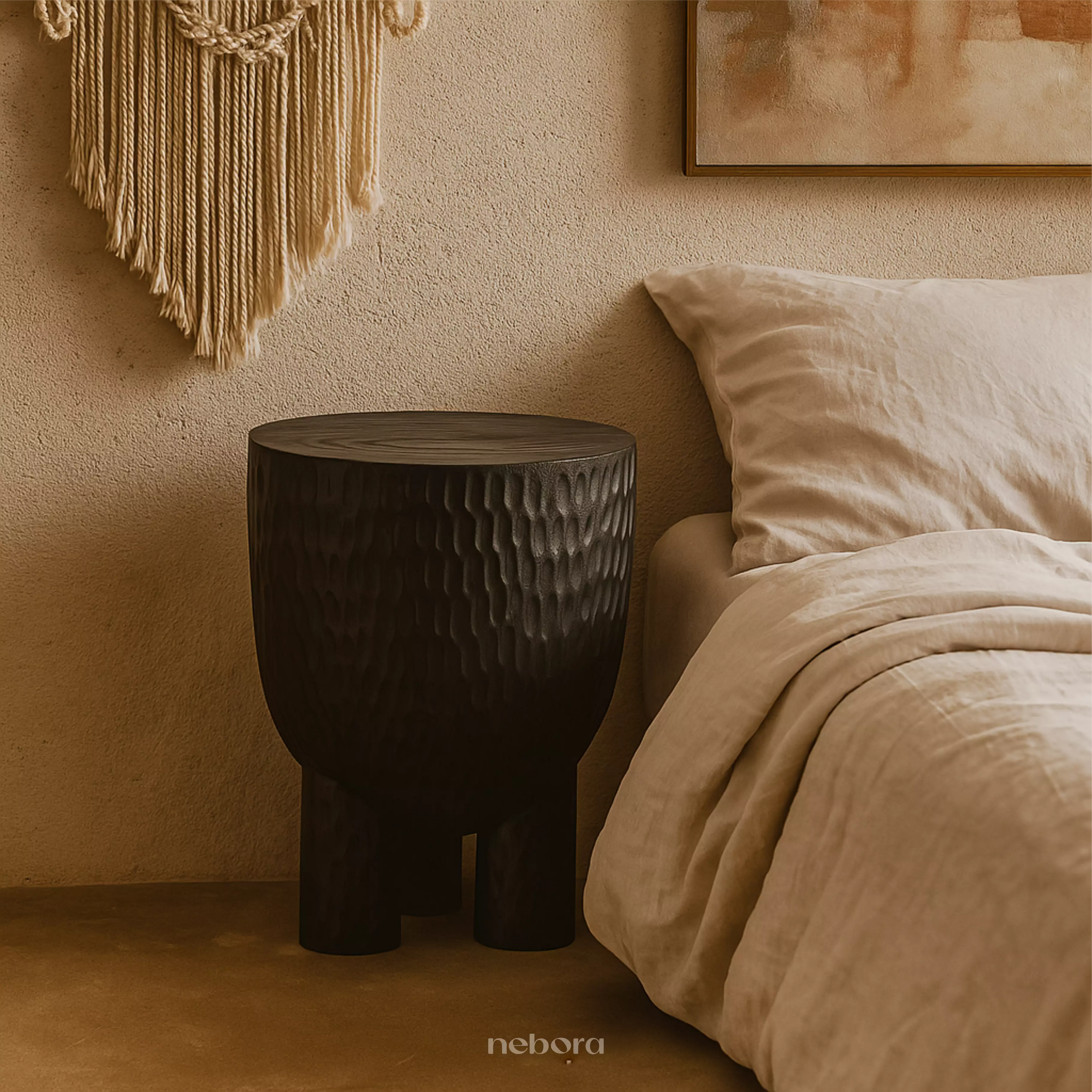 Zulu Hand Chiseled Stool Table