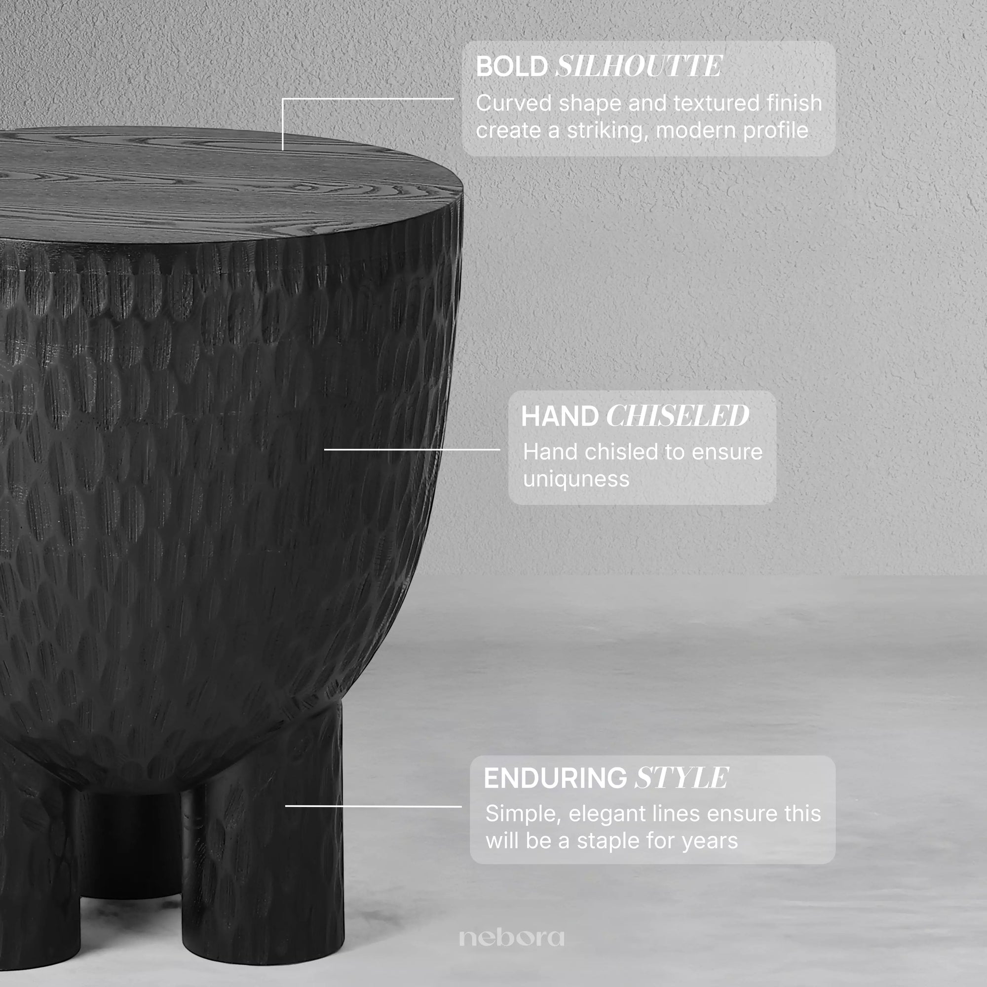 Zulu Hand Chiseled Stool Table