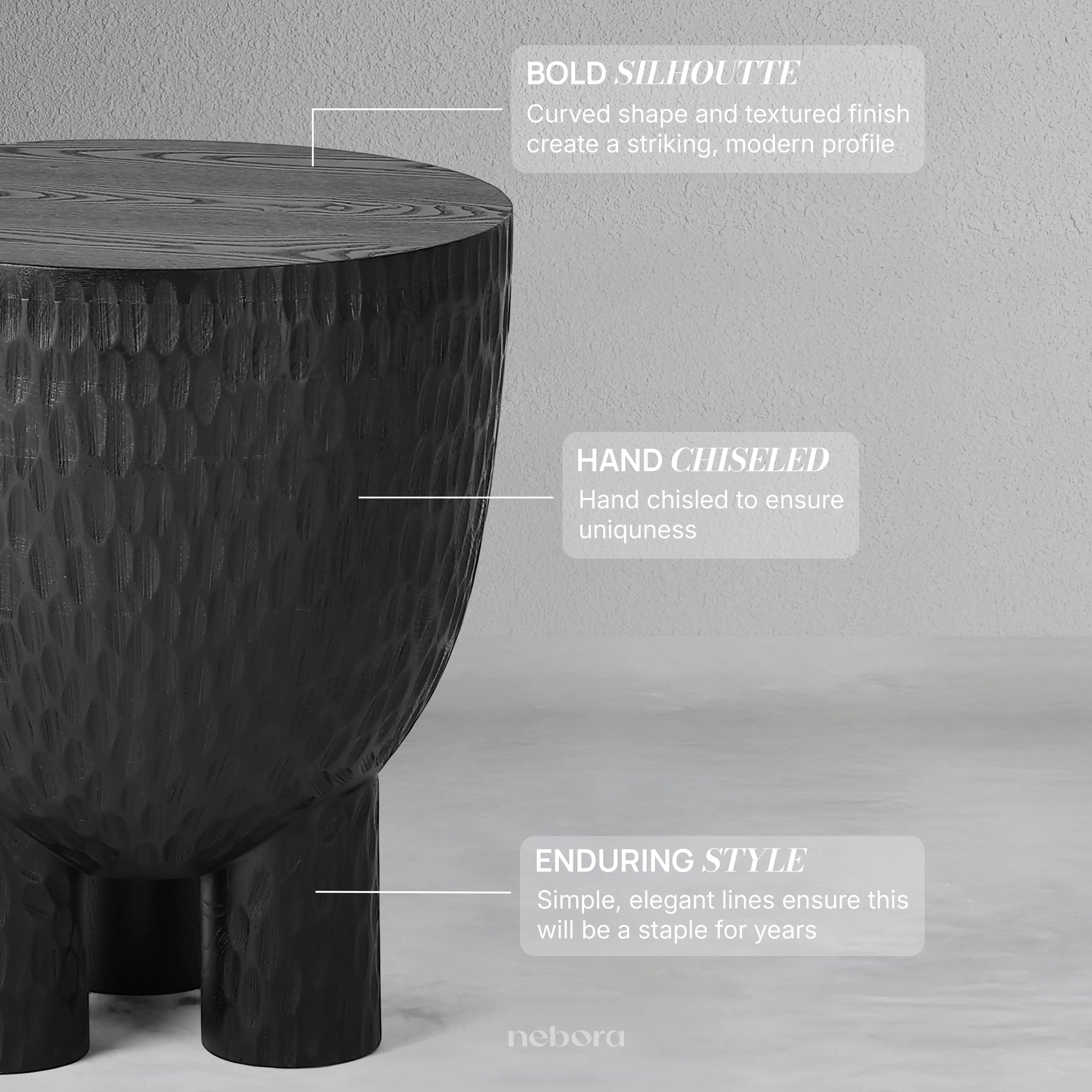 Zulu Hand Chiseled Stool Table