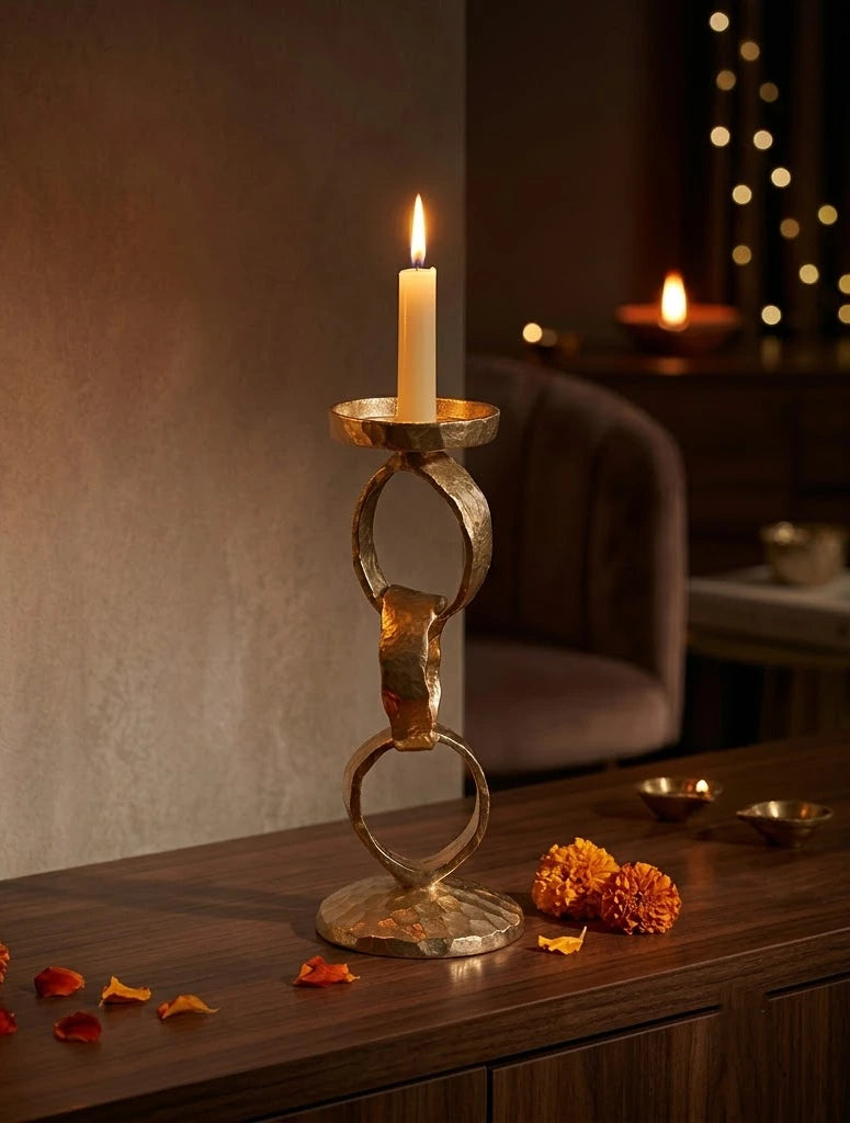 Gold Orbit Candle Holder Large