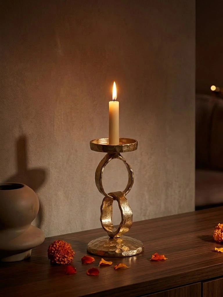 Gold Orbit Candle Holder Small