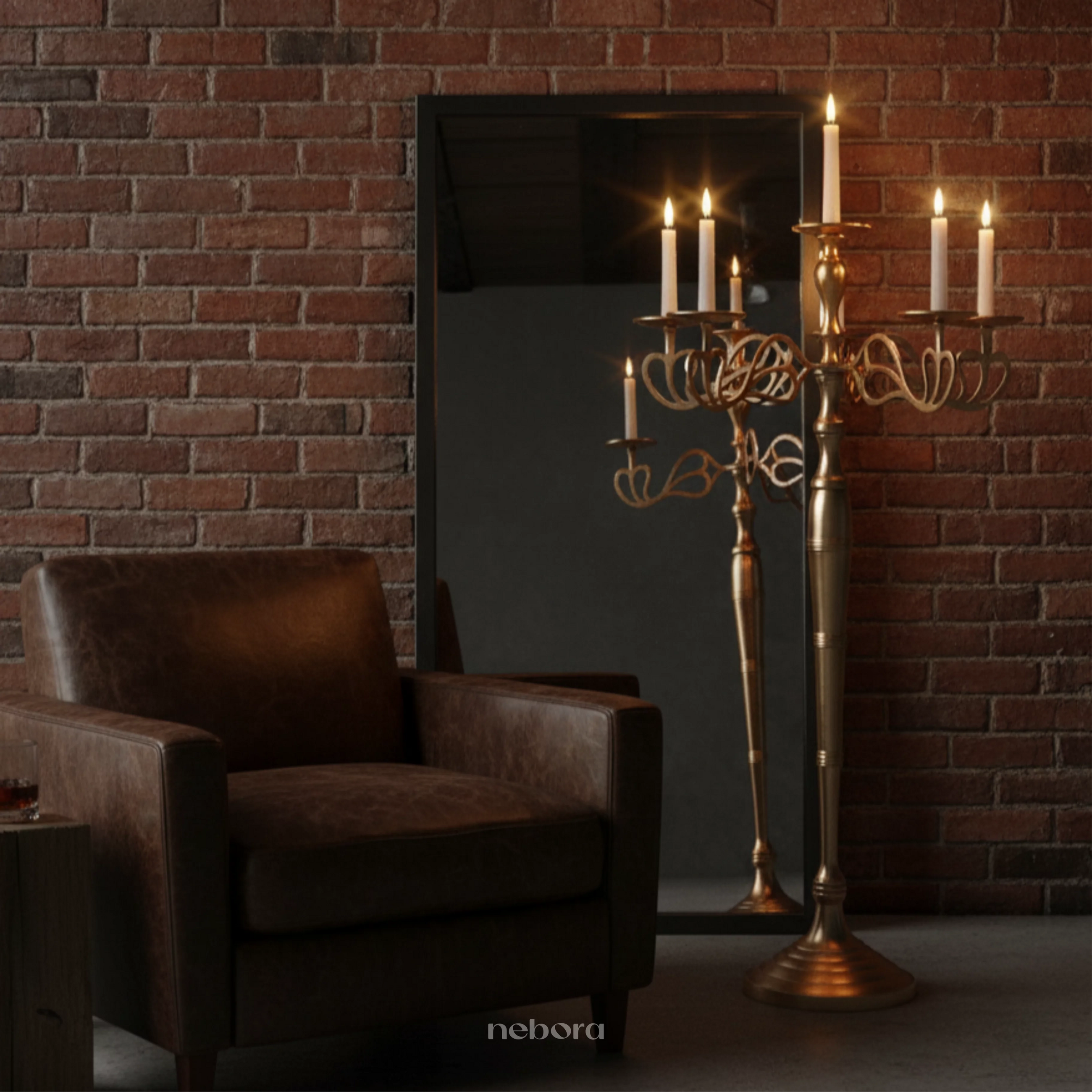 Florentine Pure Brass Candle Abra
