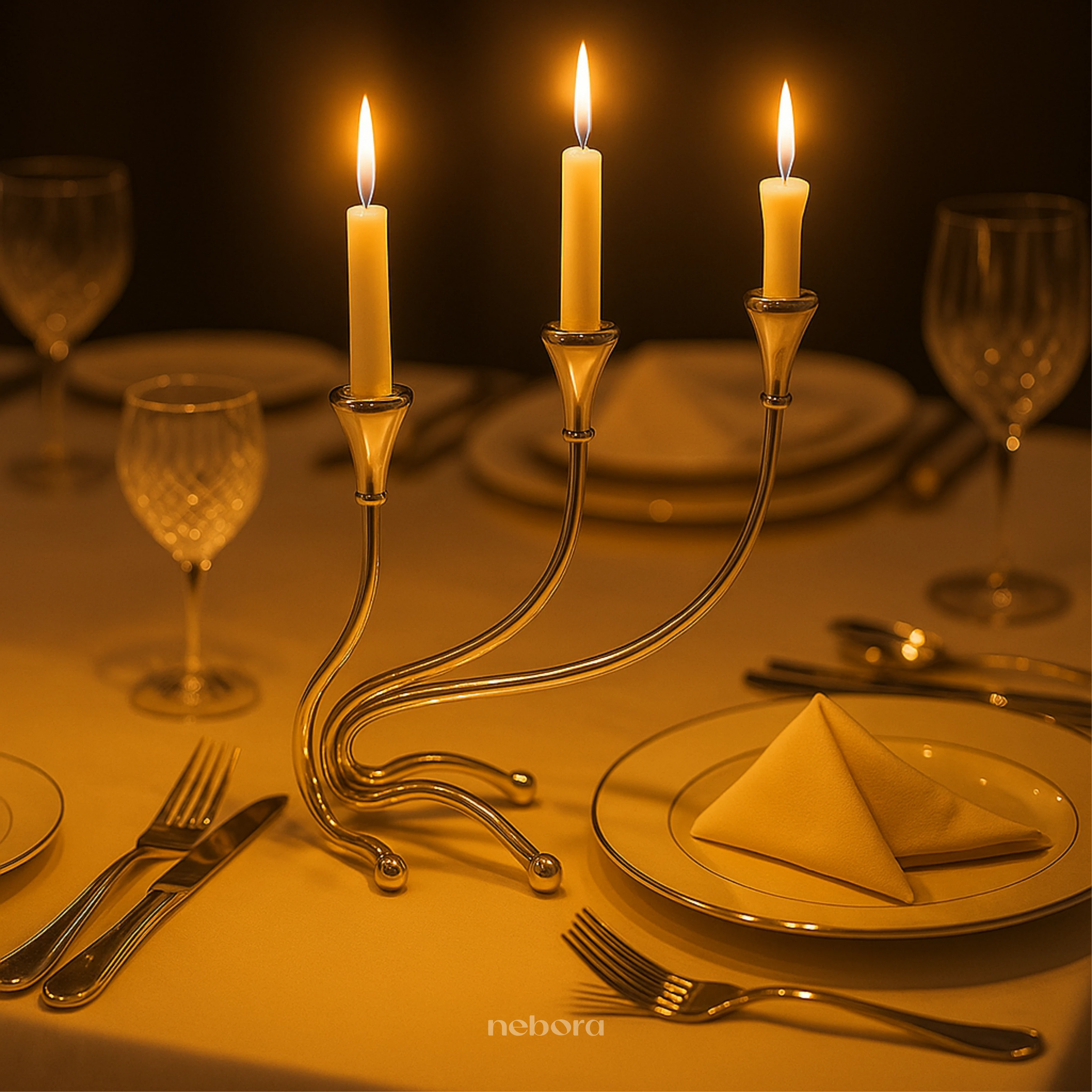 Ribbon Candelabrum 3 Tall - Product Image 