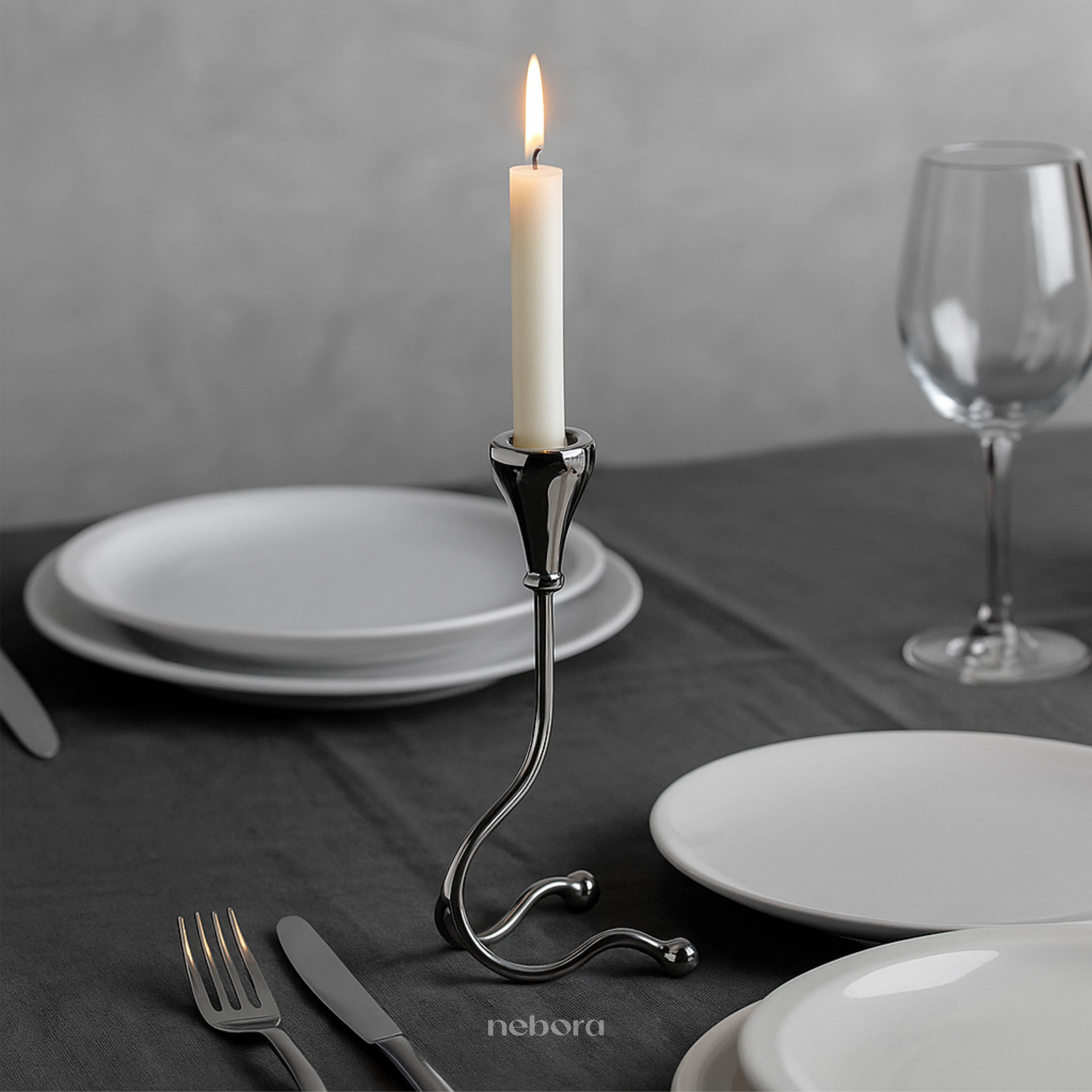Ribbon Candle Holder 1 Tall - Product Image 