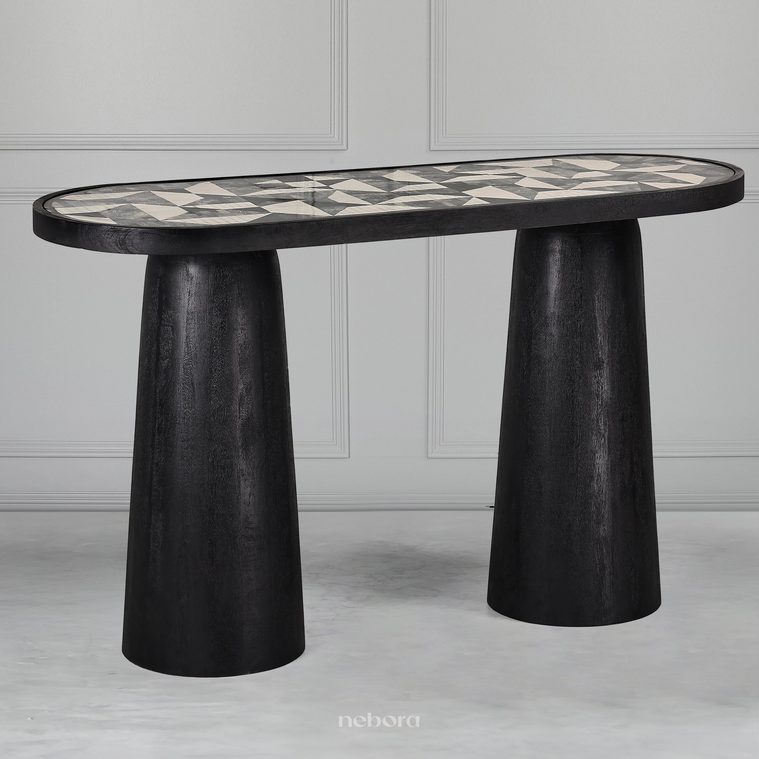 Ebony Geo Inlay Console
