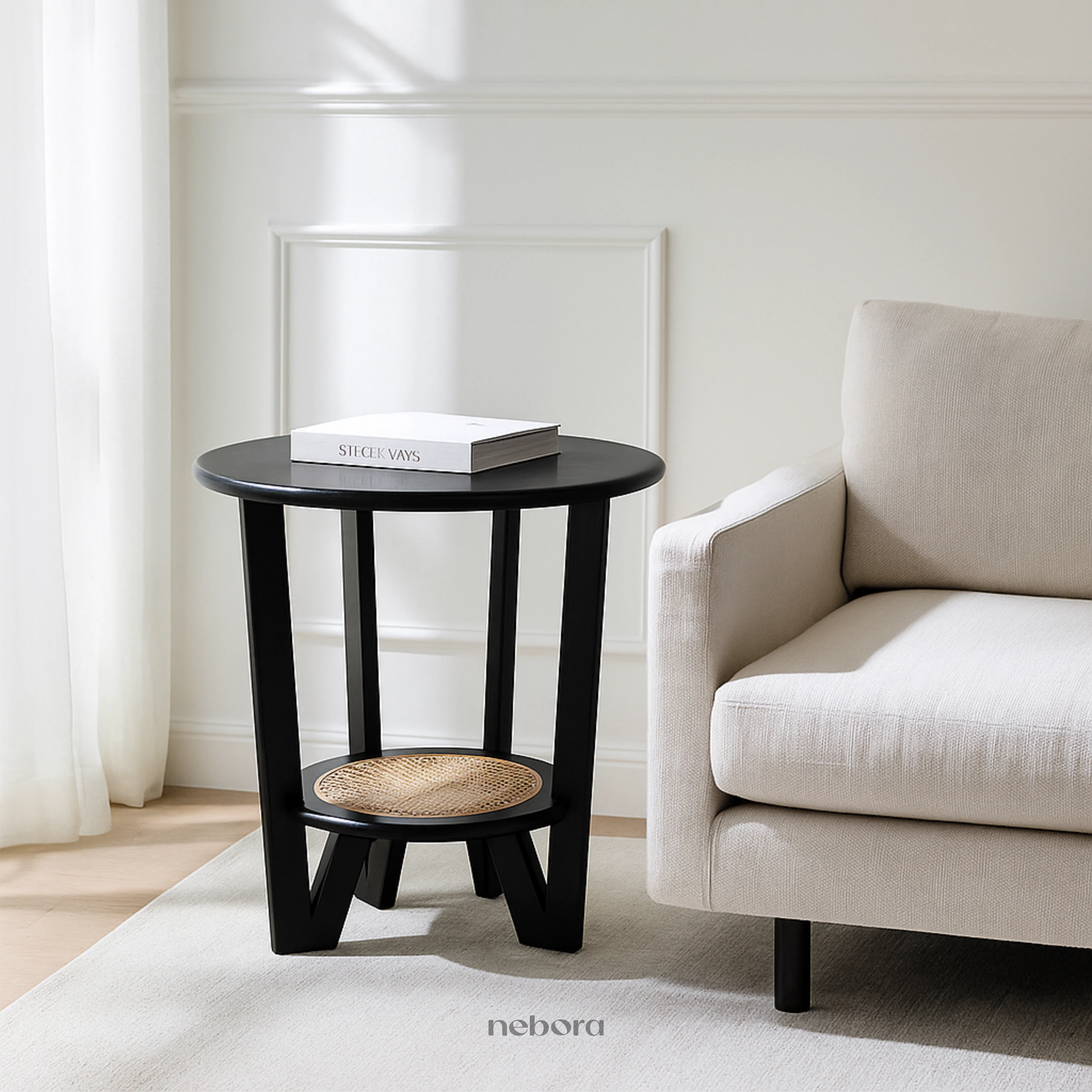 Noir Rattan Round Table - Product Image 