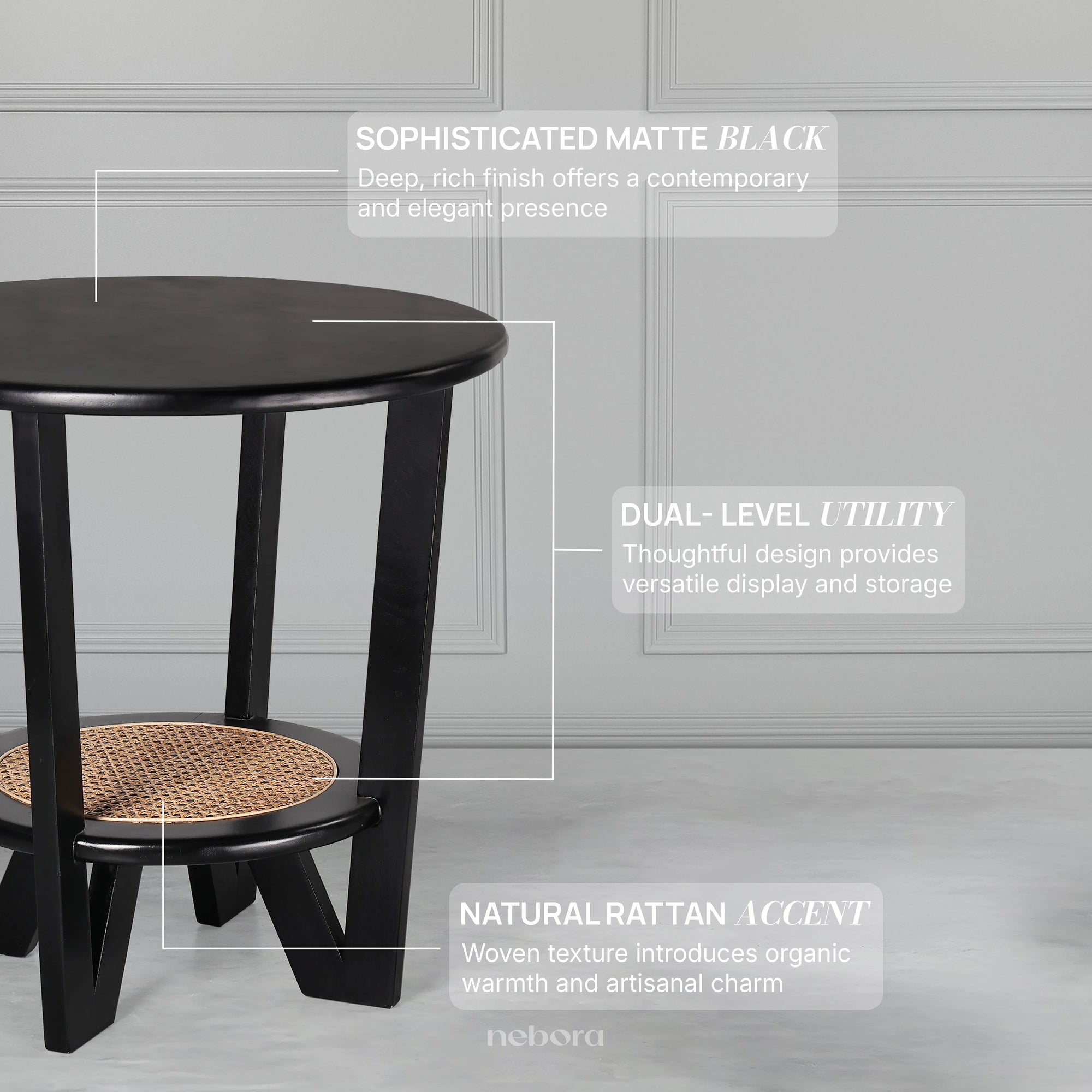 Noir Rattan Round Table