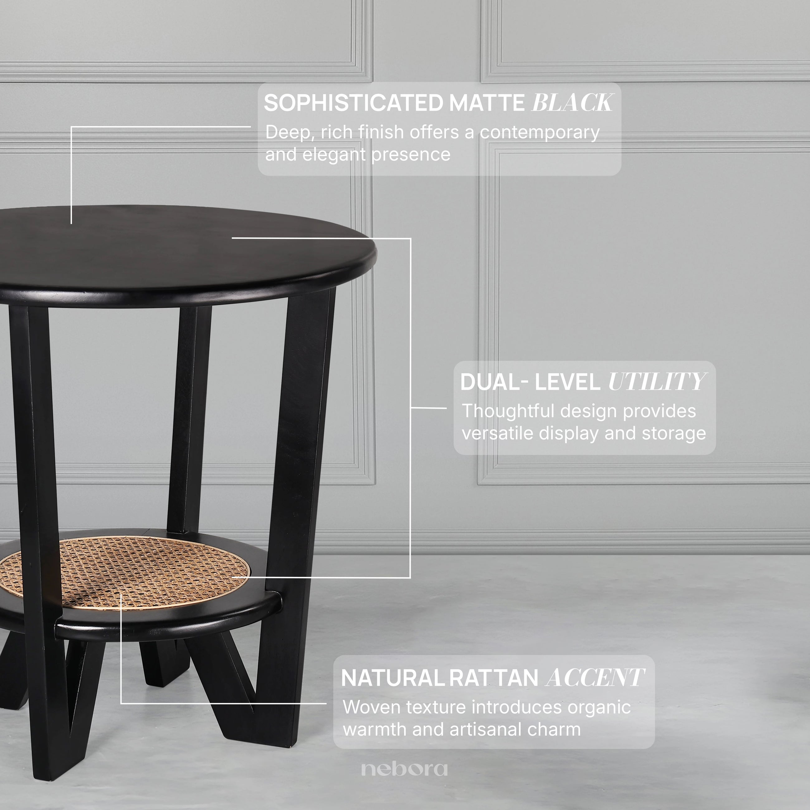 Noir Rattan Round Table